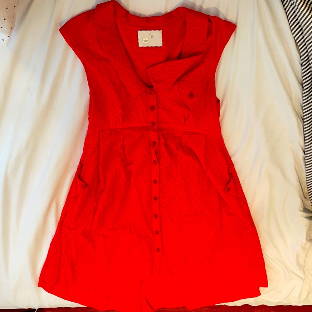 Red Anthropologie dress